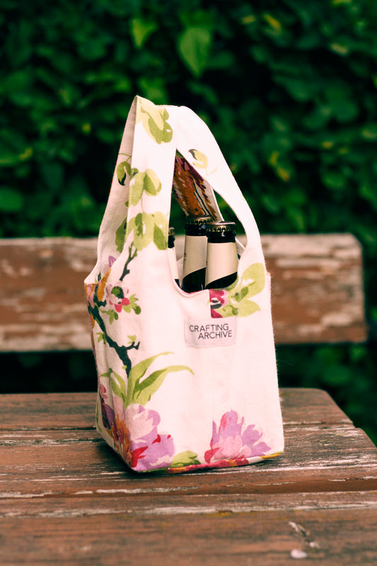 Beer With Me Bag - White with Flowers