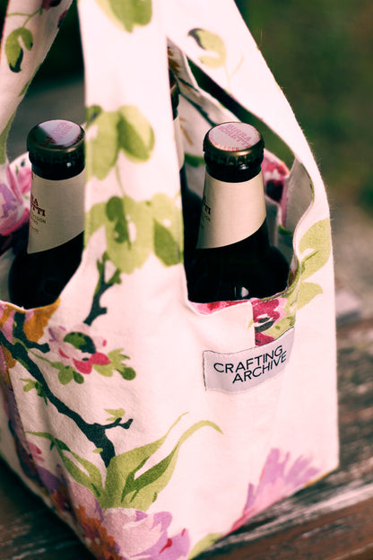 Beer With Me Bag - White with Flowers