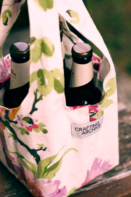 Beer With Me Bag - White with Flowers